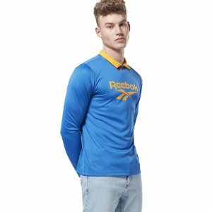 Reebok Classic Football Polo Sweatshirt Herren - HellBlau - DE 586-QZW